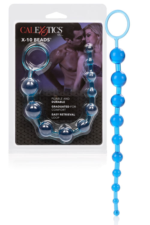 11" Blue Pliable Cord Anal Beads