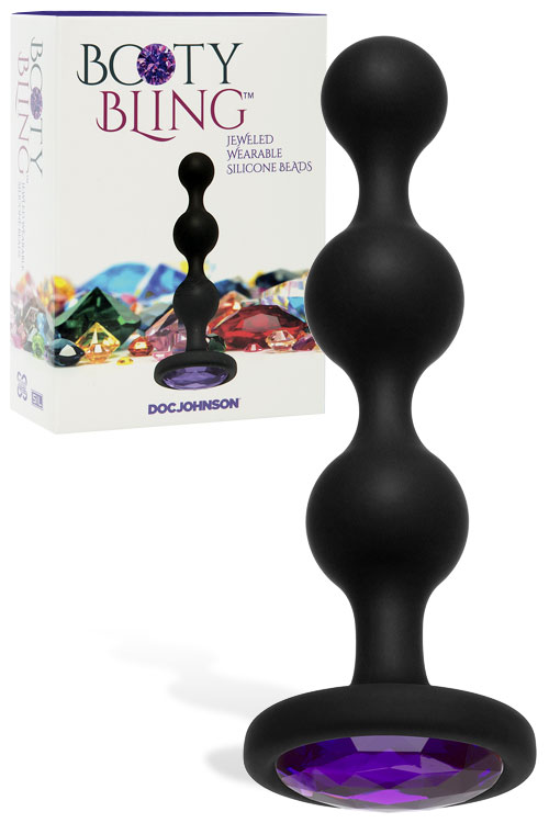 4" Wearable Silicone Anal Beads with Jewelled Base