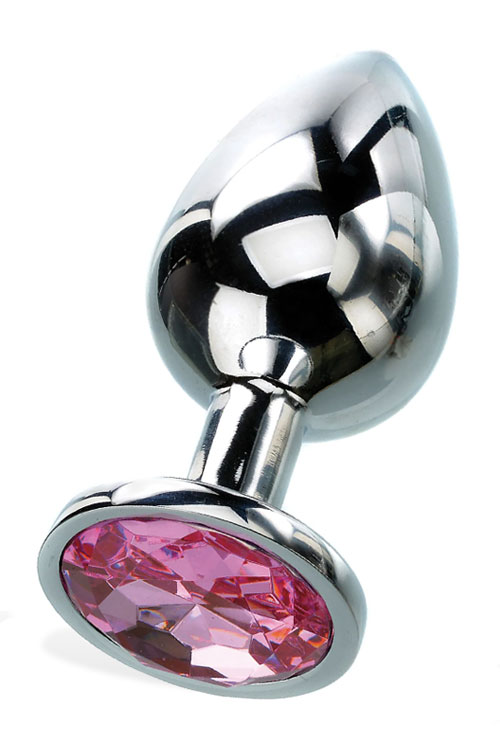 Small 2.8" Faux Jewel Base Metal Butt Plug