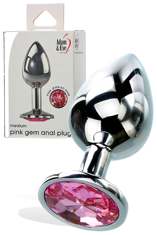 Medium 3.25" Faux Jewel Base Metal Butt Plug