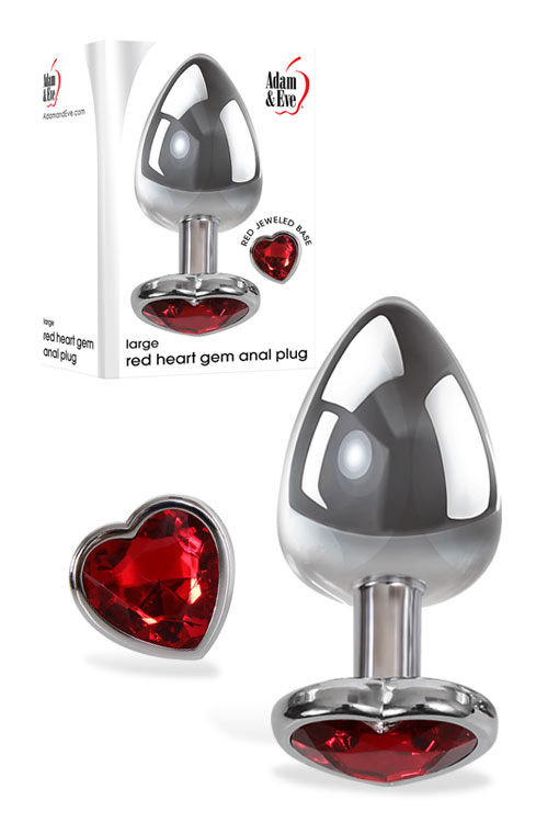 Large 3.73" Jewel Heart Base Metal Butt Plug