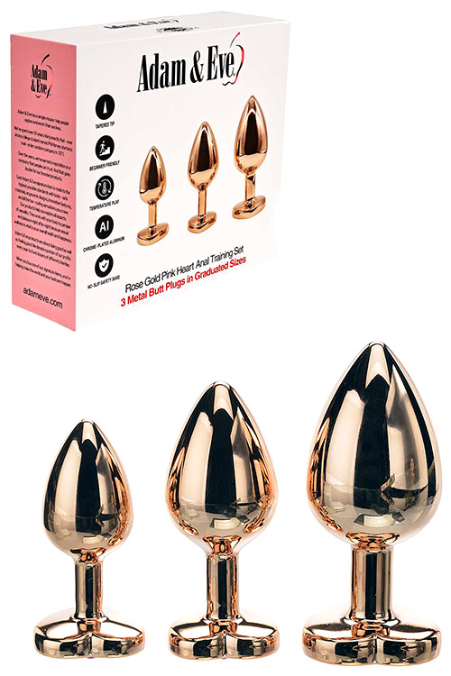 Rose Gold Pink Heart 3 Piece Anal Training Set
