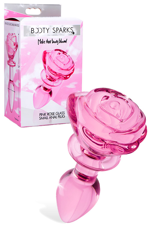 Pink Rose 4.9" Glass Butt Plug | Small