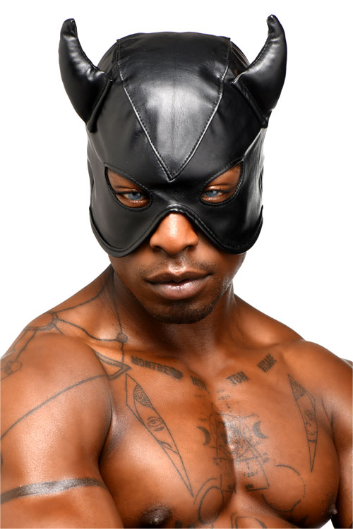 Dungeon Demon 8.5" Bondage Hood with Horns