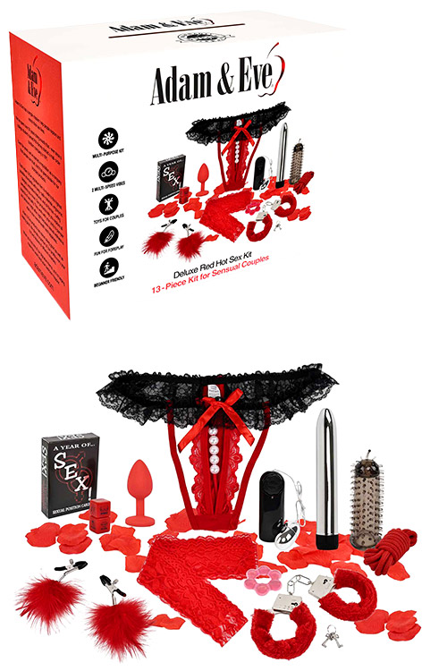 Deluxe Red Hot Sex 13 Piece Bondage Kit