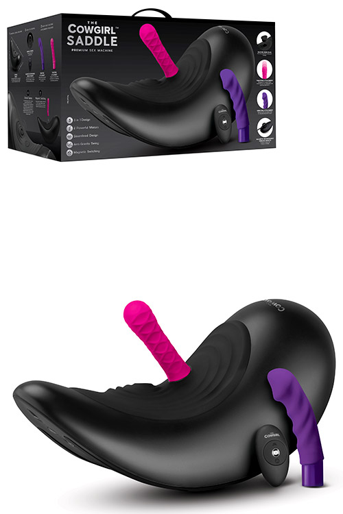 Saddle Remote Controlled Sex Machine with Two Attachments