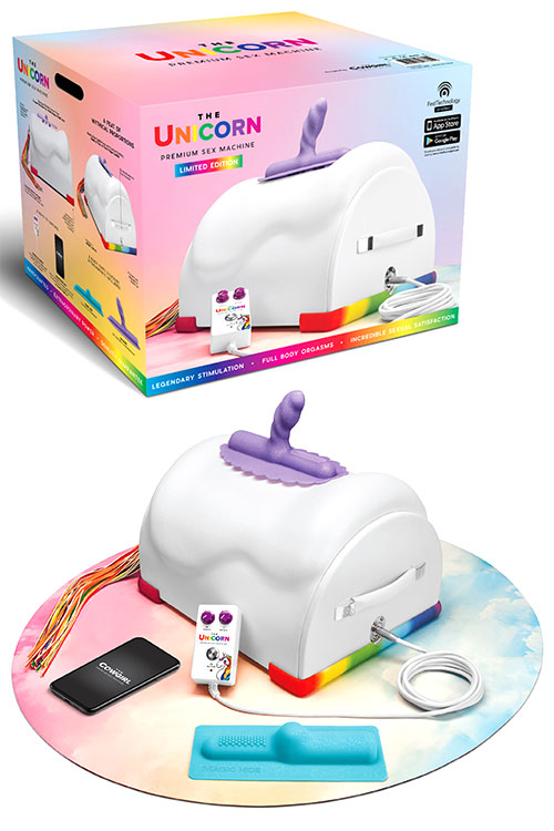 The Unicorn Premium Riding Sex Machine With App Control & 2 Silicone Attachments