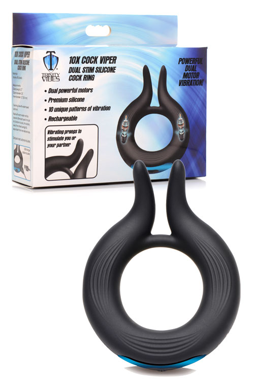 10X Cock Viper 3.7" Dual Stim Silicone Cock Ring