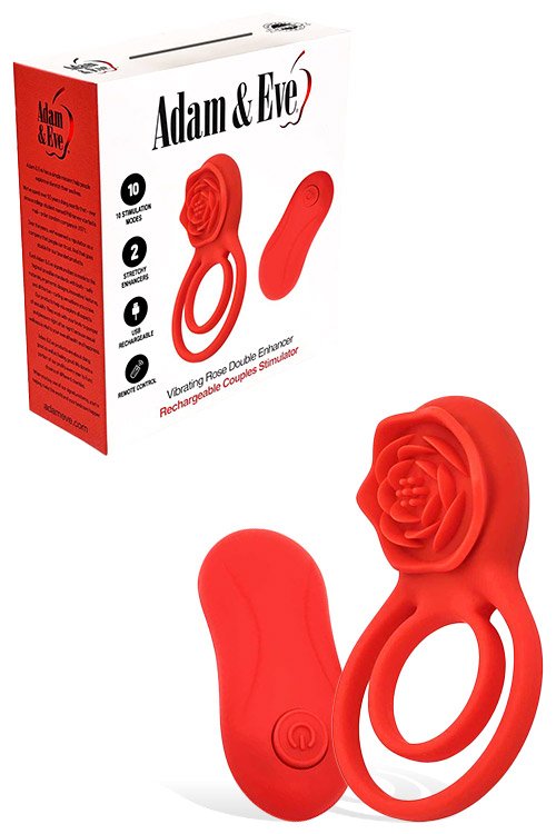Double Ring Vibrating Rose 2.25" Couples Ring