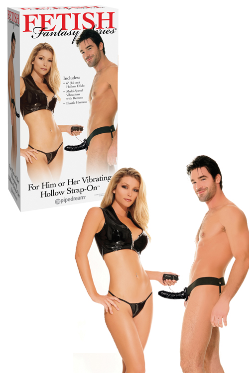 6" Hollow Vibrating Strap On