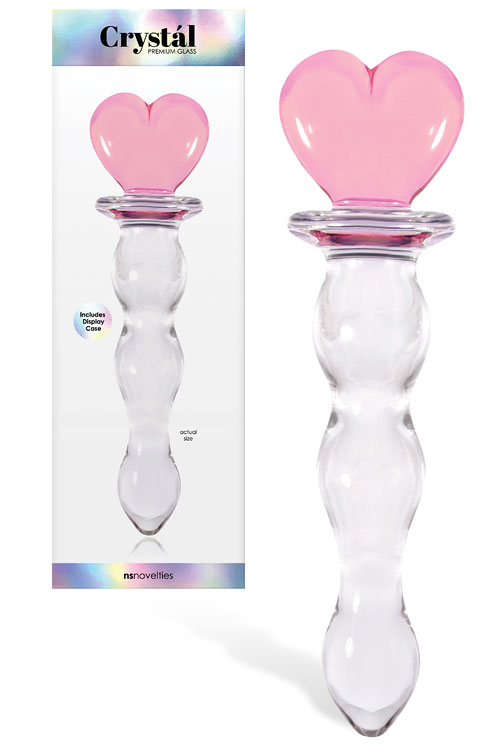 Crystal Glass 8" Wand with Heart Handle
