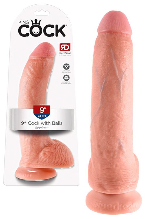 Realistic 9" Suction Cup Dong with Balls