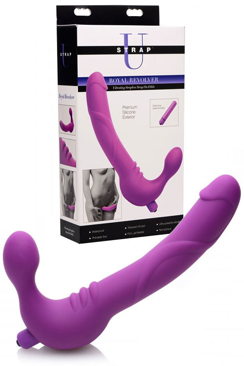 9.75" Semi Realistic Vibrating Strapless Strap On Silicone Dildo