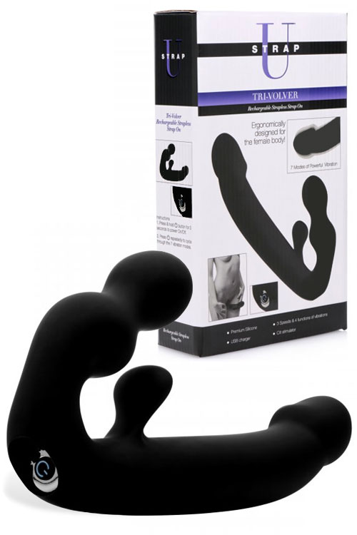 Tri Volver Vibrating Strapless 8.3" Silicone Strap On