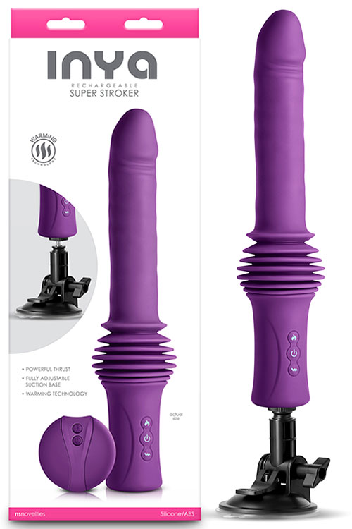 Super Stroker Remote Controlled 14.5" Thrusting Heated Vibrator with Suction Cup Base