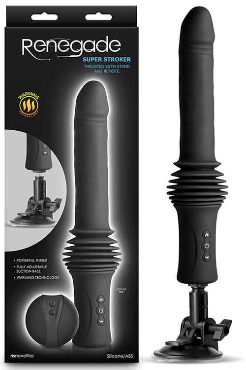Super Stroker Remote Controlled 14.5" Heated Thrusting Vibrator with Suction Cup Base