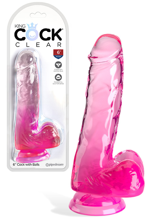 King Cock 6" Realistic Dildo with Balls & Suction Cup Base