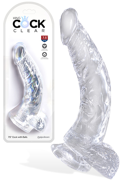 King Cock Clear Realistic 7.5" Dildo with Balls & Suction Cup Base