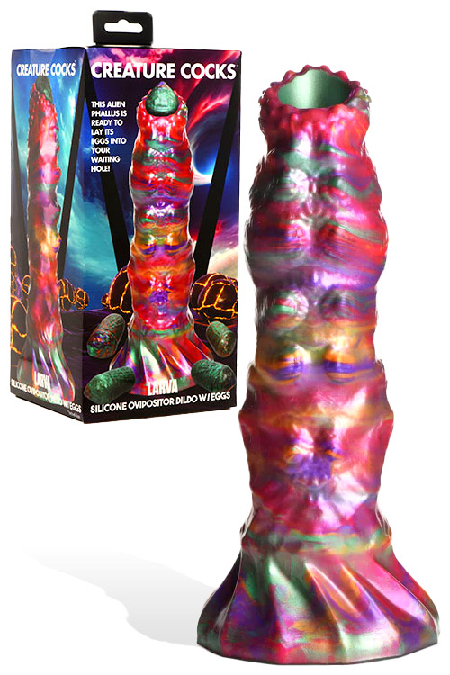 Larva 9" Silicone Ovipositor Dildo with 4 Eggs