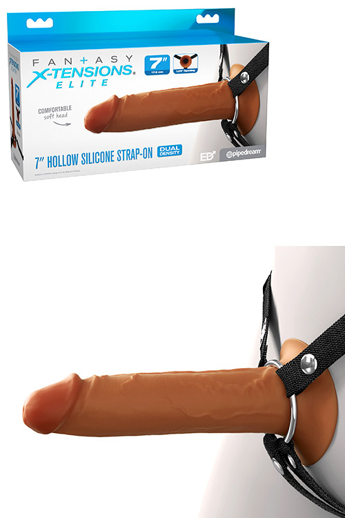 Elite 7" Silicone Dual Density Hollow Strap On