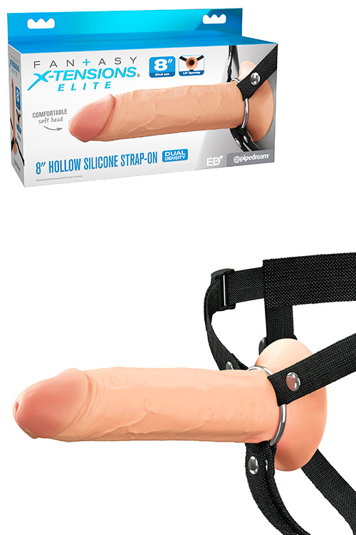 Elite 8" Silicone Dual Density Hollow Strap On