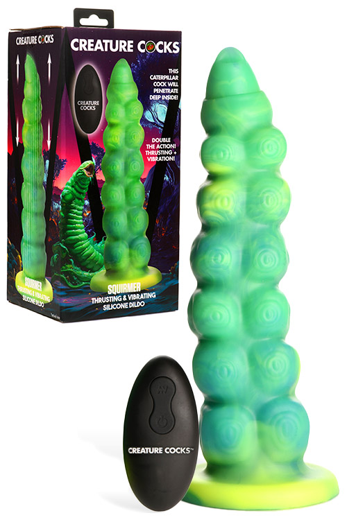 Squirmer 8.8" Thrusting & Vibrating Silicone Dildo with Remote