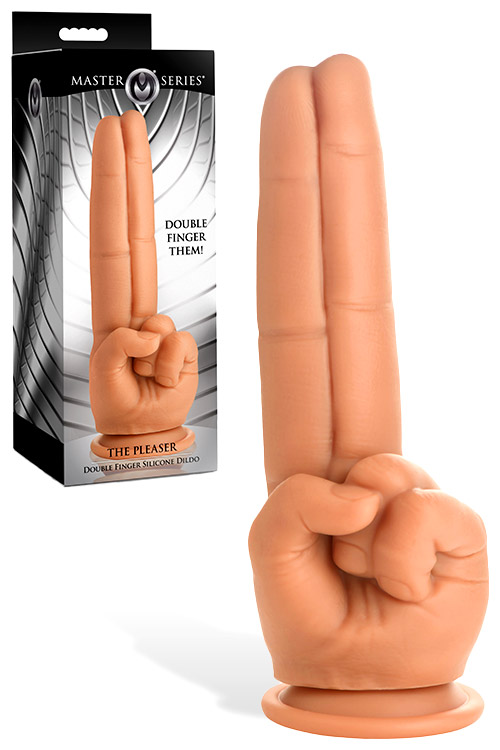 Double Finger 9.3" Suction Cup Dildo