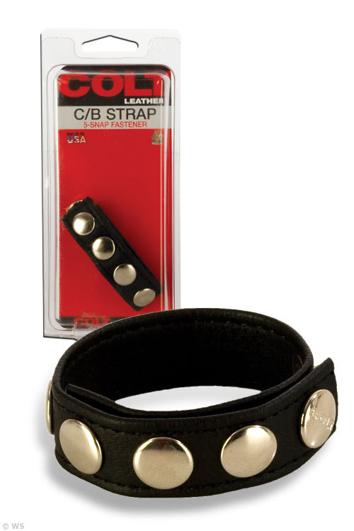 Adjustable 5 Snap Leather Cock Strap
