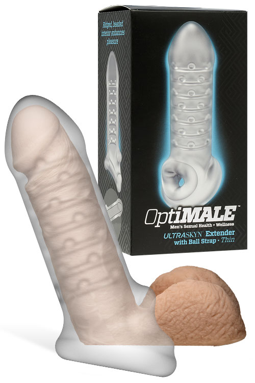 Thin 6" Textured Penis Extension with Ball Strap