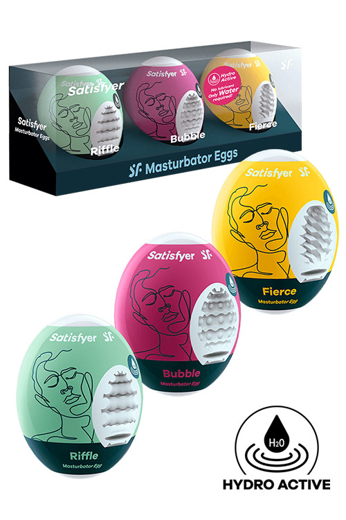 Masturbator Eggs 3 Piece Set Riffle, Bubble, Fierce