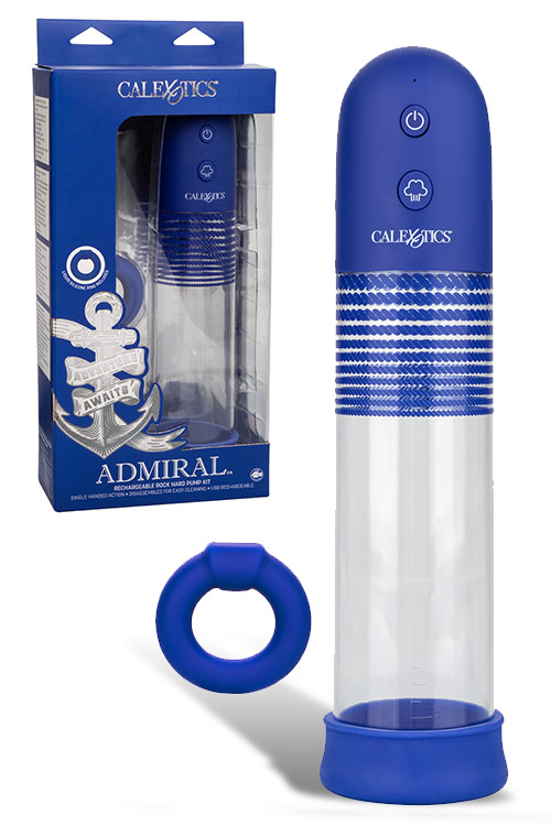 Rock Hard Admiral 8" Automatic Penis Pump Kit plus Cock Ring