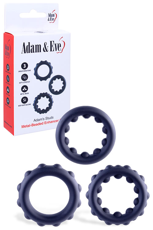 Adams Studs 3 Piece Metal Beaded Cock Ring Set