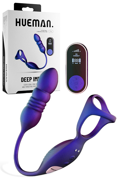 Deep Impact 9.6" Cock & Ball Ring With Thrusting Prostate Stimulator & Remote Control