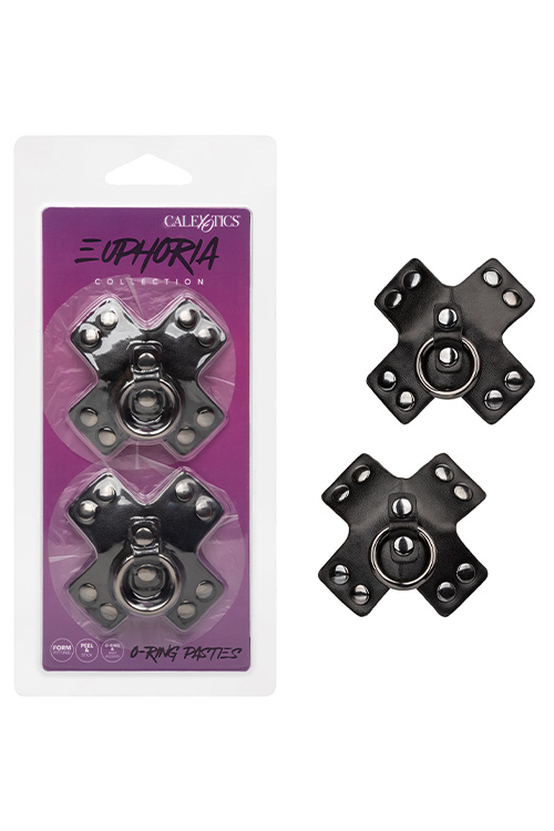 O Ring Black Cross BDSM Nipple Pasties