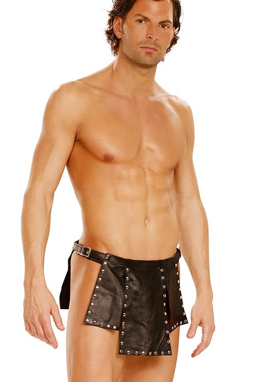 Bound In Black Studded Leather Kilt
