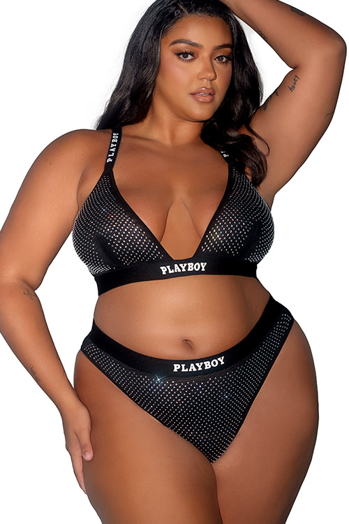 Disco Fever Rhinestone 2 Piece Bra & Thong Set
