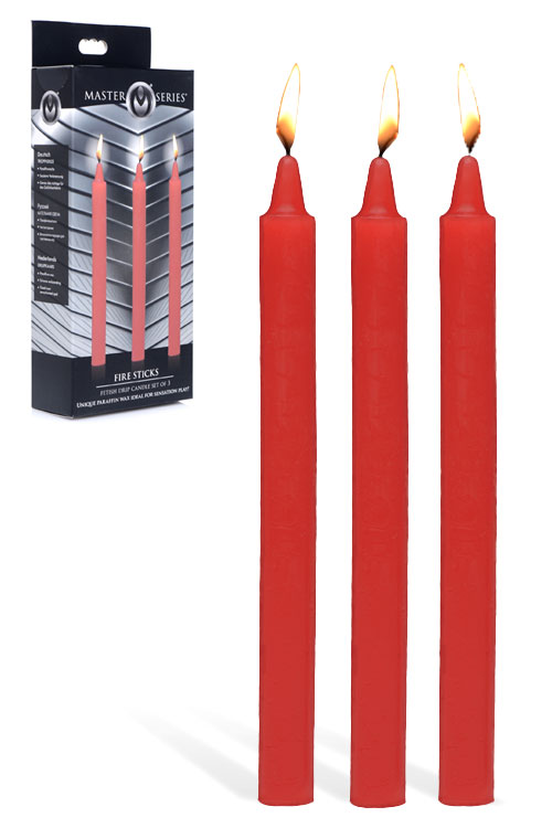 Fire Sticks 7" Red Fetish Drip Candles Set