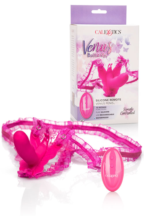 Venus Remote Controlled 3.5" Wearable Butterfly Vibrating Stimulator with Removable Straps