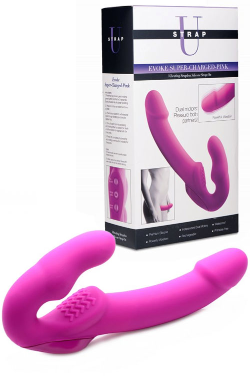 Vibrating Strapless 9.75" Silicone Strap On