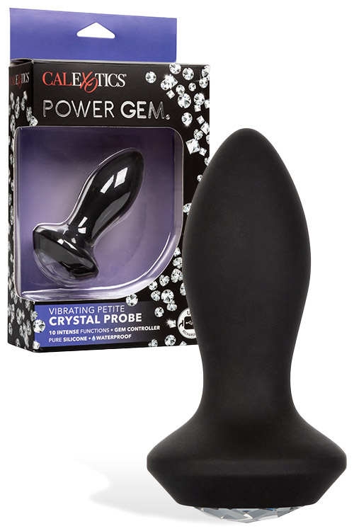 Crystal Probe 3.75" Vibrating Silicone Butt Plug with Gem Base