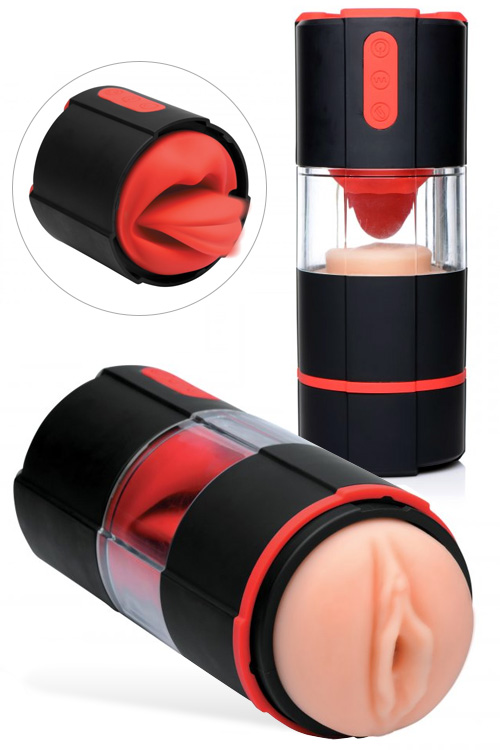 8.5" Vibrating Vulva Masturbator with Flicking Tongue