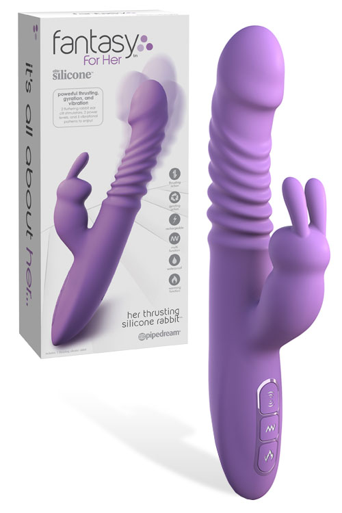 Thrusting 9.5" Rabbit Vibrator With Heat Function
