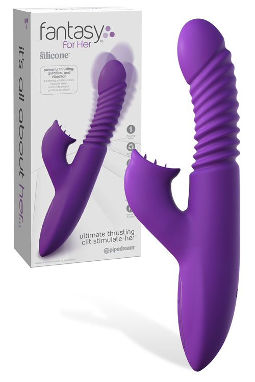 Thrusting 9.5" Rabbit Vibrator With Heat Function & Petal Stimulator