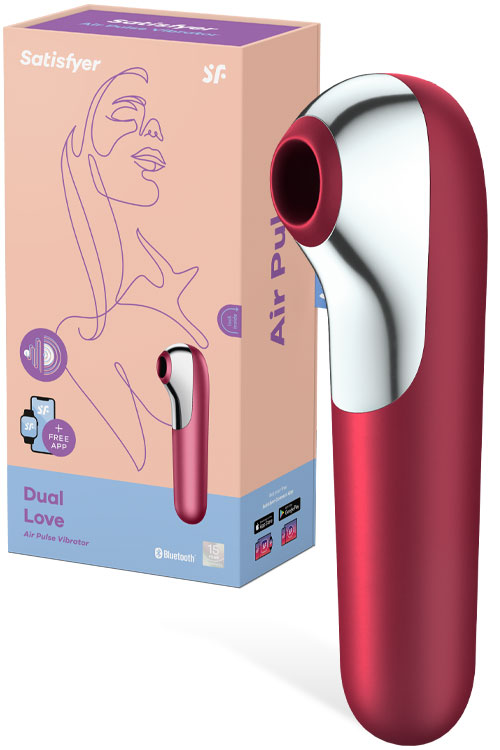 Dual Love App Compatible 6.3" Vibrating Air Pulse Clitoral Stimulator