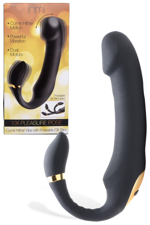 Pleasure Pose 7.4" Come Hither Vibrator with Poseable Clitoral Stimulator