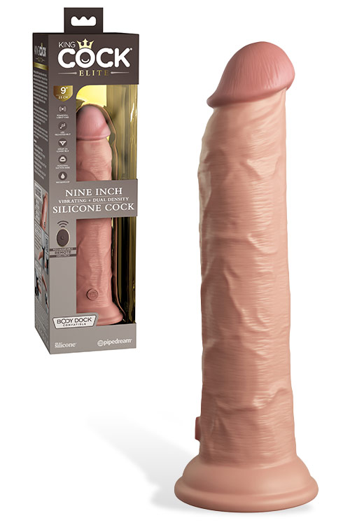 King Cock Elite Dual Density Vibrating 9" Silicone Dildo