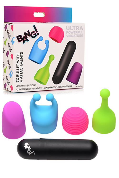 Glow In The Dark 4 Attachments Rechargeable Bullet Vibe