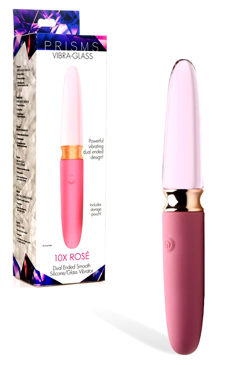 10X Rosé Dual Ended 7" Silicone & Glass Vibrator