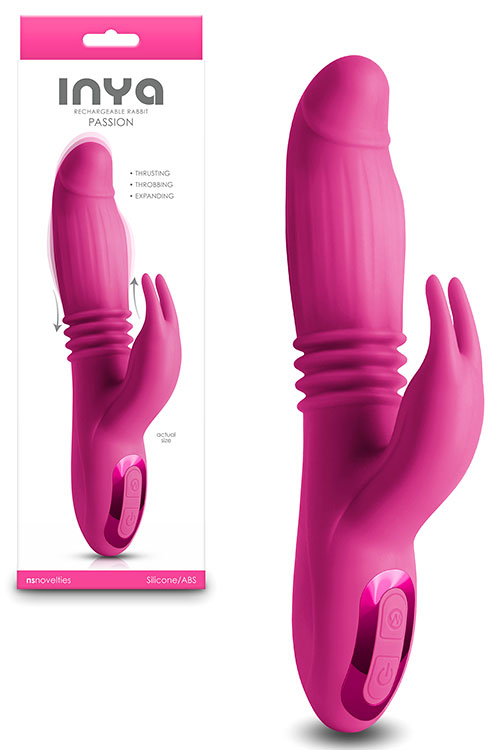 Passion 8.7" Thrusting Rabbit Vibrator with Clitoral Stimulator