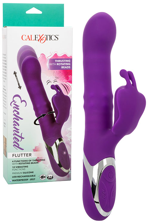 Flutter 9.5" Thrusting Beaded Rabbit Vibrator with Fluttering Clitoral Teaser